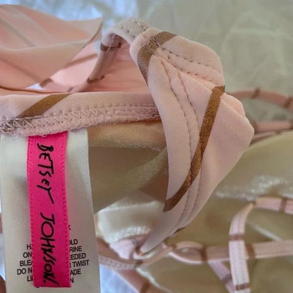 Betsey Johnson ruffle stripe rose gold bikini top - Picture 6 of 8